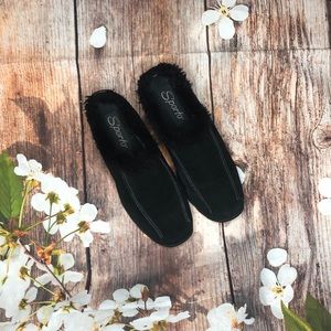 Sporto Black Suede Clogs